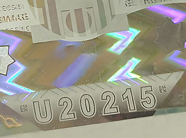 hologram sticker with demetallized numbering of special design