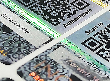 hologram sticker with printing on scratch-off coating