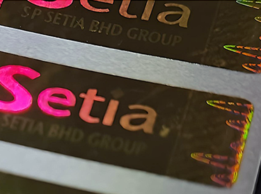 Setia group hologram sticker with guilloche pattern